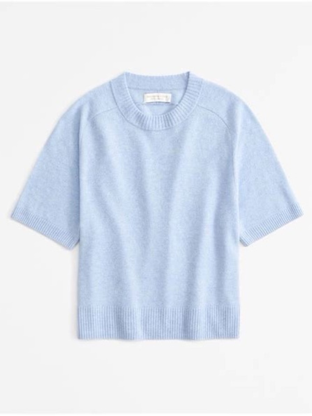 100% Cashmere Abercrombie & Fitch Light Blue Short-Sleeve Crew